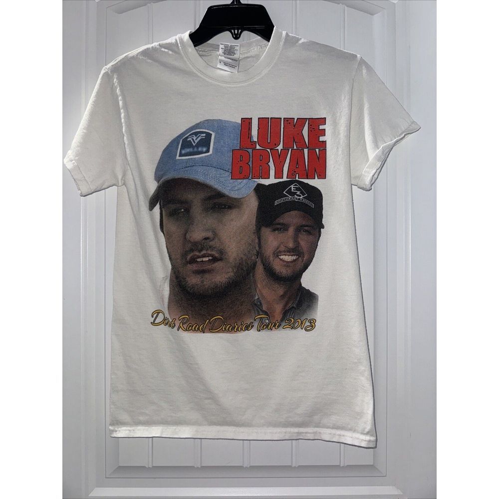 Gildan Luke Bryan Graphic T-Shirt Mens S White Dirt Road Diaries Tour 2013